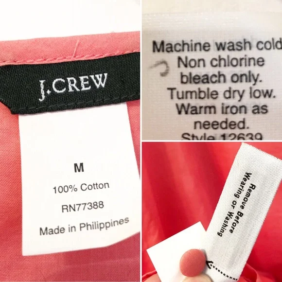 J. Crew coral pink cotton shift dress with embroidered eyelet stripe size medium - Picture 7 of 7